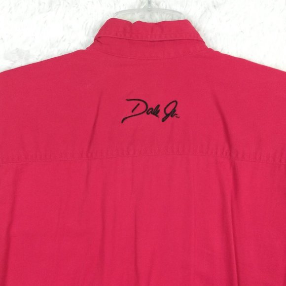 Dale‎ Earnhardt Jr Mens Shirt Button Up Chase Authentics Red Short Sleeve 8 L - Picture 9 of 15